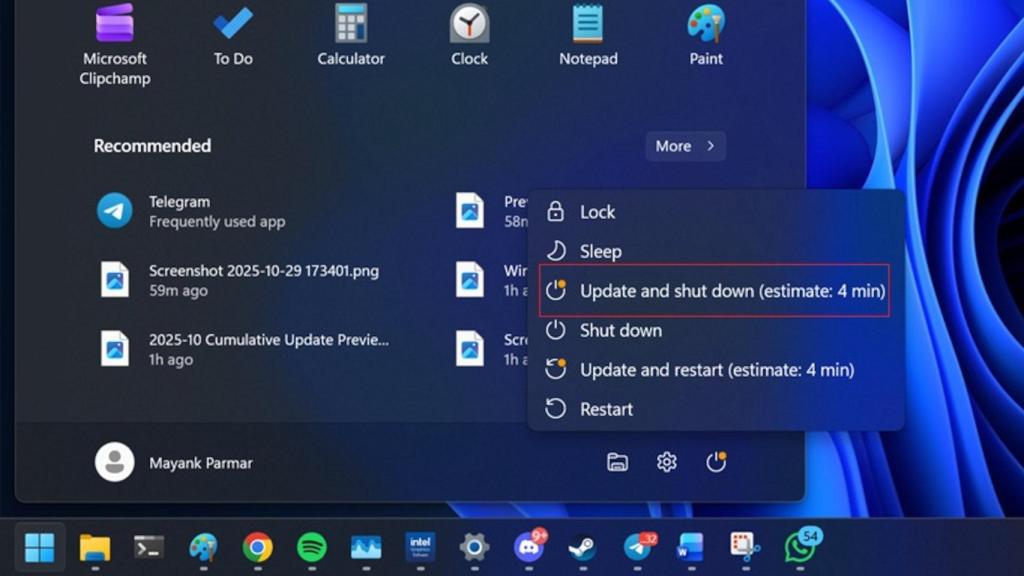 La opción Actualizar y apagar de Windows que está rota