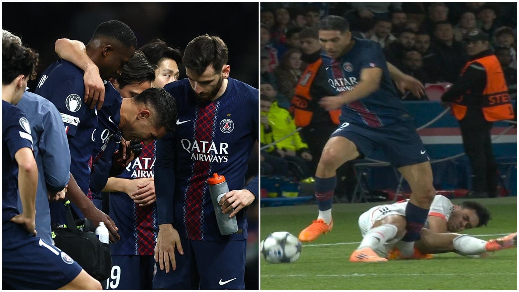 La terrible entrada que sufrió Achraf Hakimi de Luis Díaz