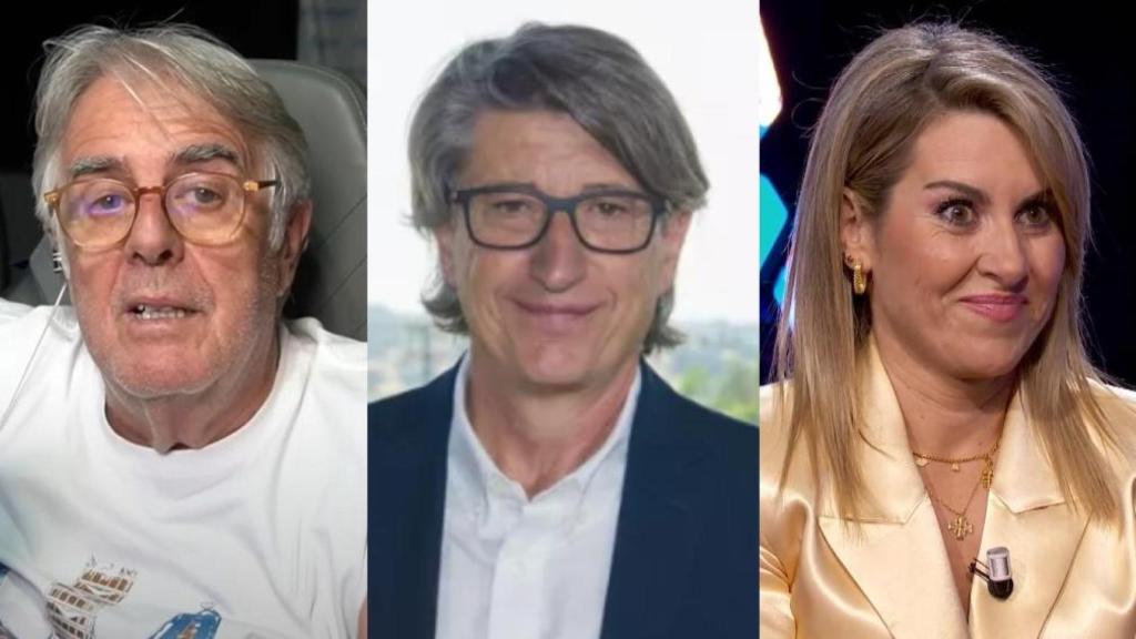 Los periodistas deportivos Siro López, Juan Carlos Rivero y Susana Guasch en un montaje de EL ESPAÑOL
