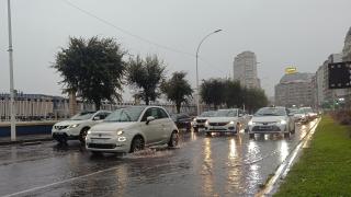 Atasco este miércoles en Linares Rivas, en A Coruña.