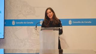La alcaldesa de A Coruña Inés Rey este miércoles en rueda de prensa tras la Xunta de Goberno Local.
