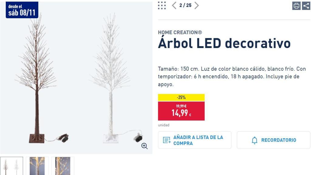 Árbol LED decorativo.