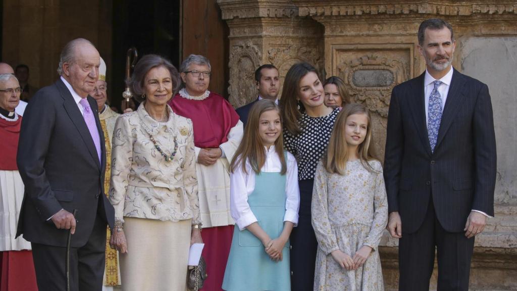 La Familia Real en la catedral de Palma, en abril de 2018.