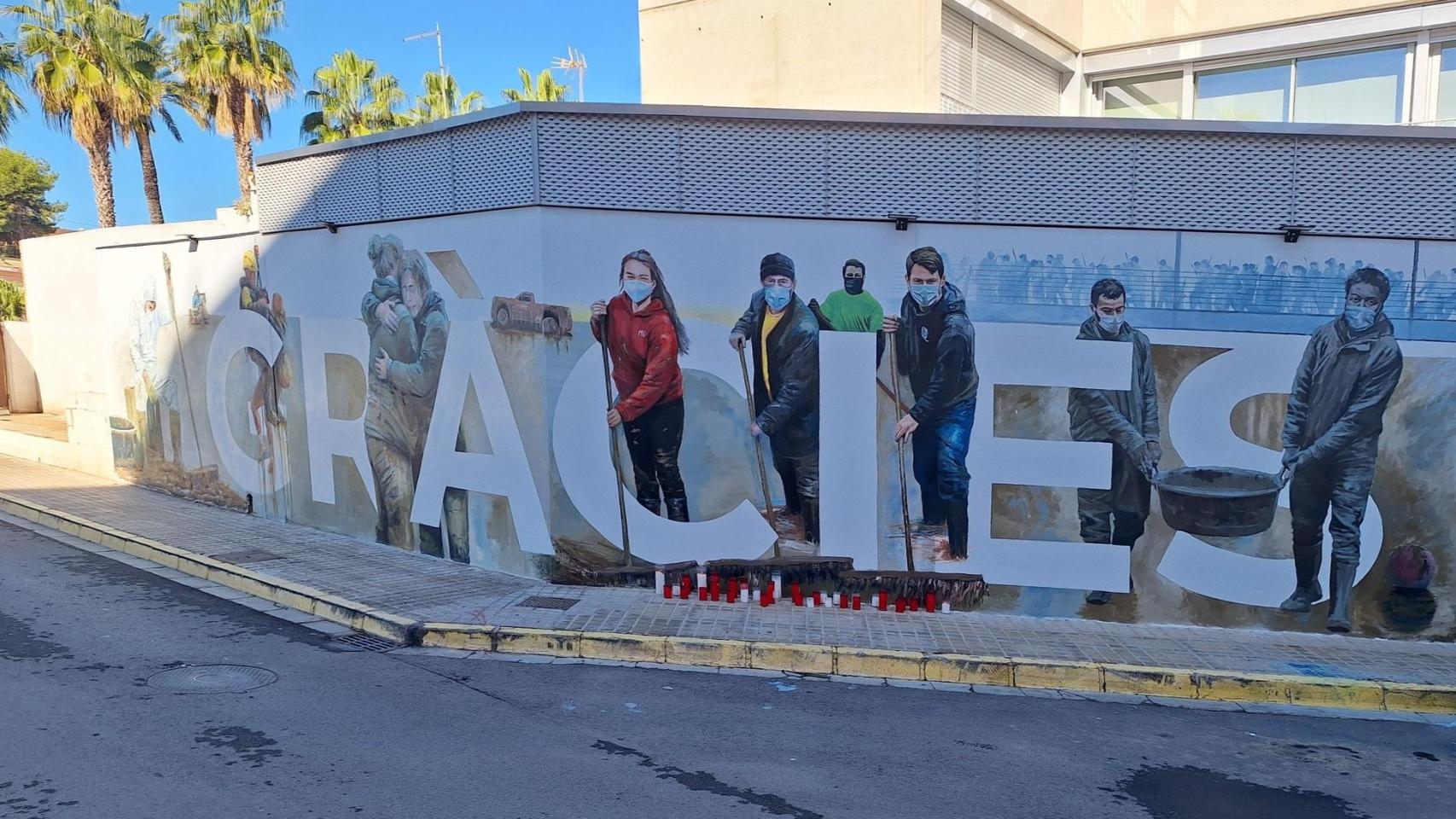 El mural dedicado a los voluntarios de la dana en Alfafar. Roc Senent