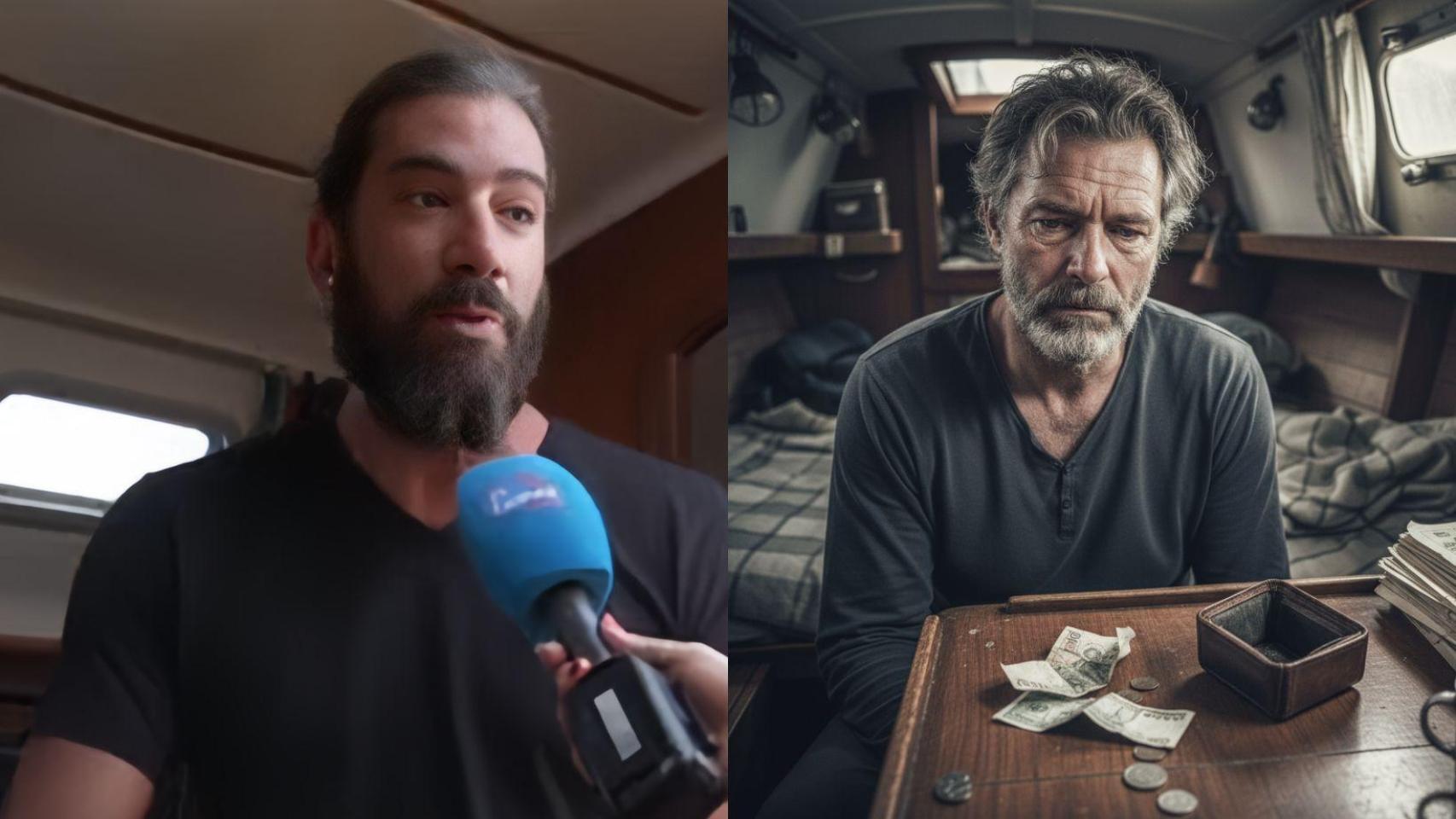 Pepe y una persona en un barco creada con IA.