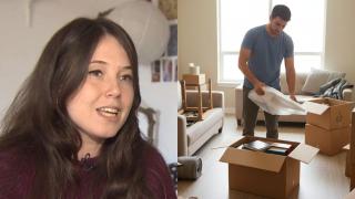 Carla y una persona haciendo mudanza creada con IA.