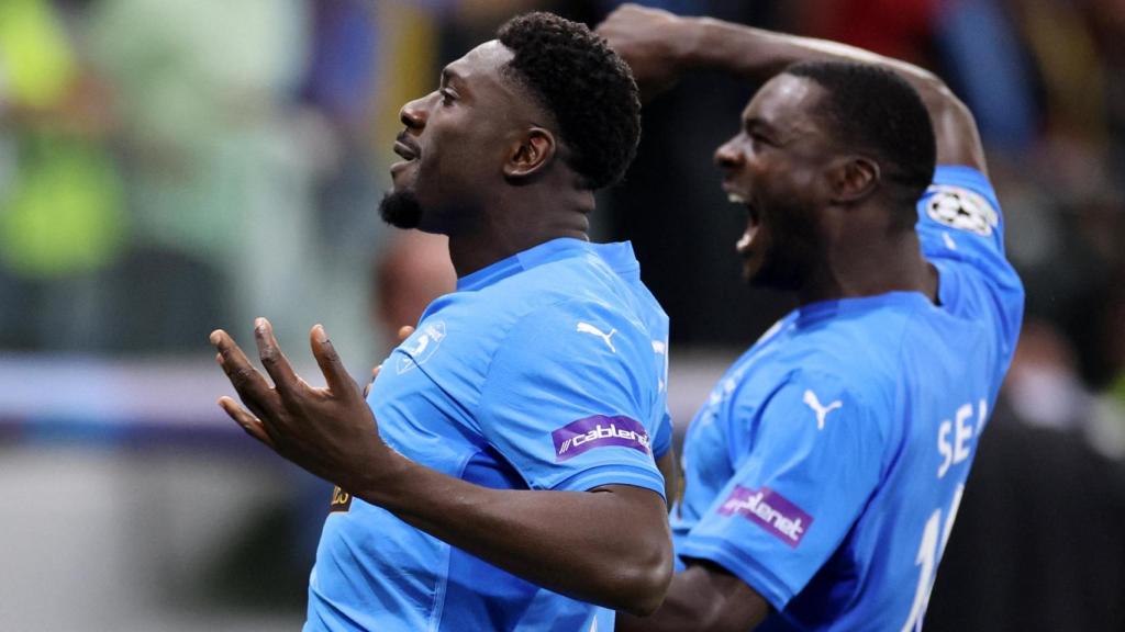 Los futbolistas del Pafos celebran el gol contra el Villarreal.