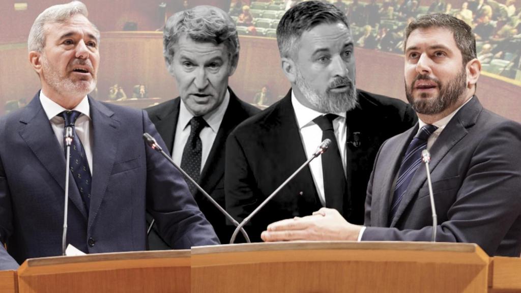 Azcón, Feijóo, Abascal y Nolasco.