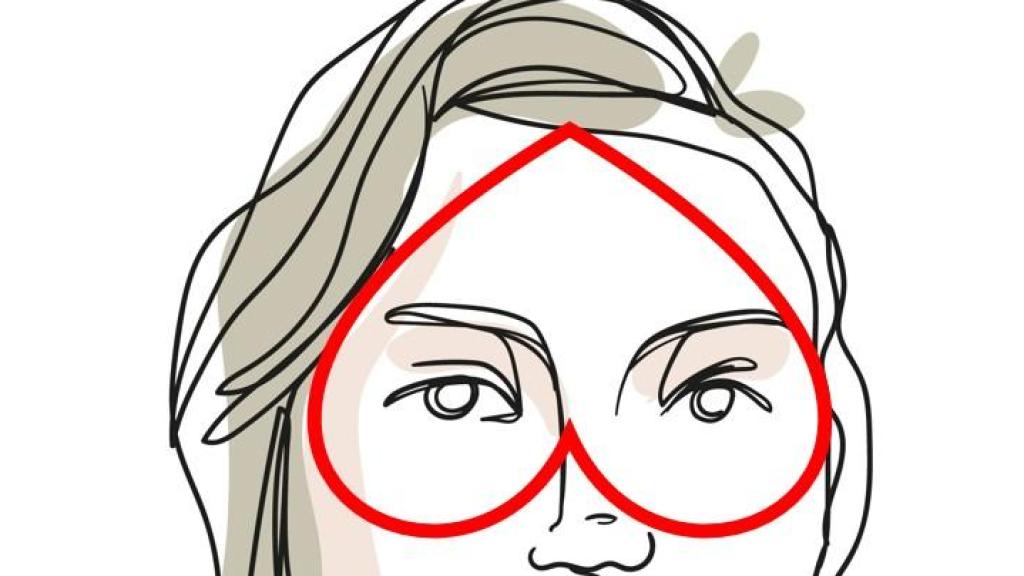 Efecto corazón inverso con colorete.