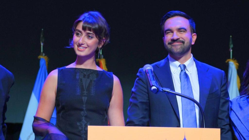 El alcalde de Nueva York, junto a su esposa.