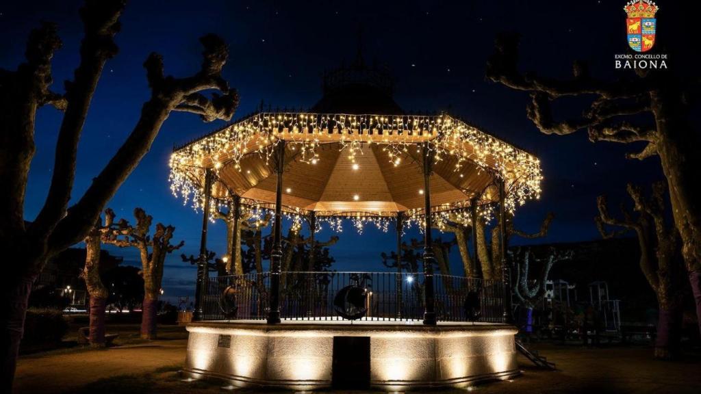 Imagen de Baiona en Navidad.