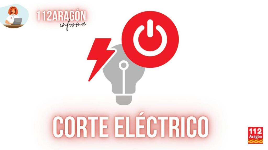Aviso del 112 Aragón anunciando el corte eléctrico.