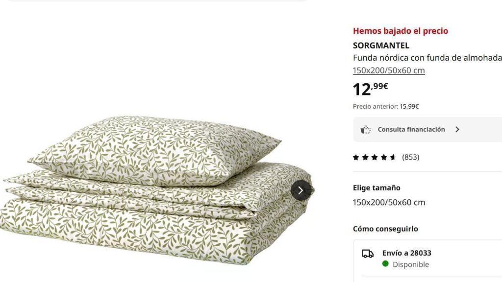 Funda nórdica con funda de almohada, blanco/verde.