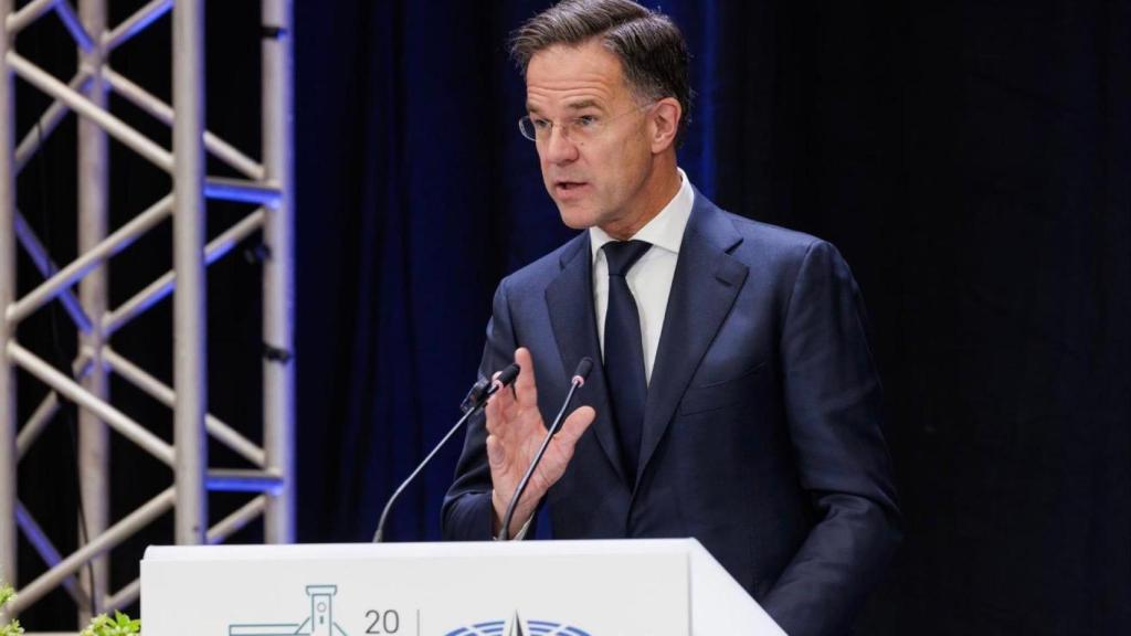 El secretario general de la OTAN, Mark Rutte, durante la sesión parlamentaria de la OTAN.