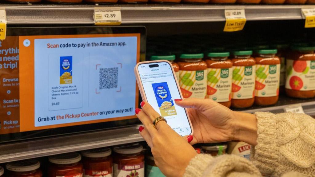 Compras en el supermercado usando un código QR.