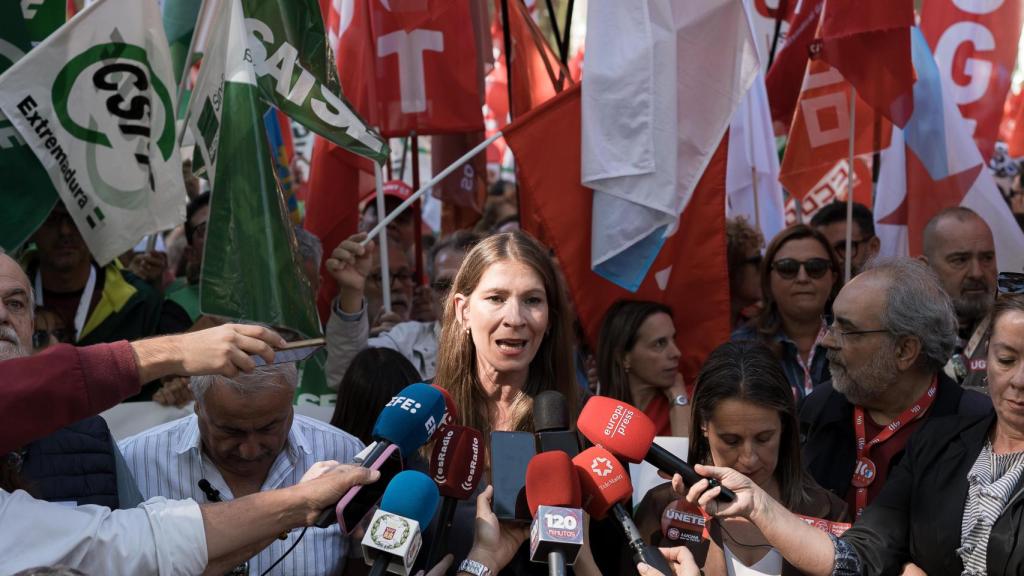 Laura Villaseñor, presidenta de Satse durante una concentración contra el Estatuto Marco el pasado mes de octubre.