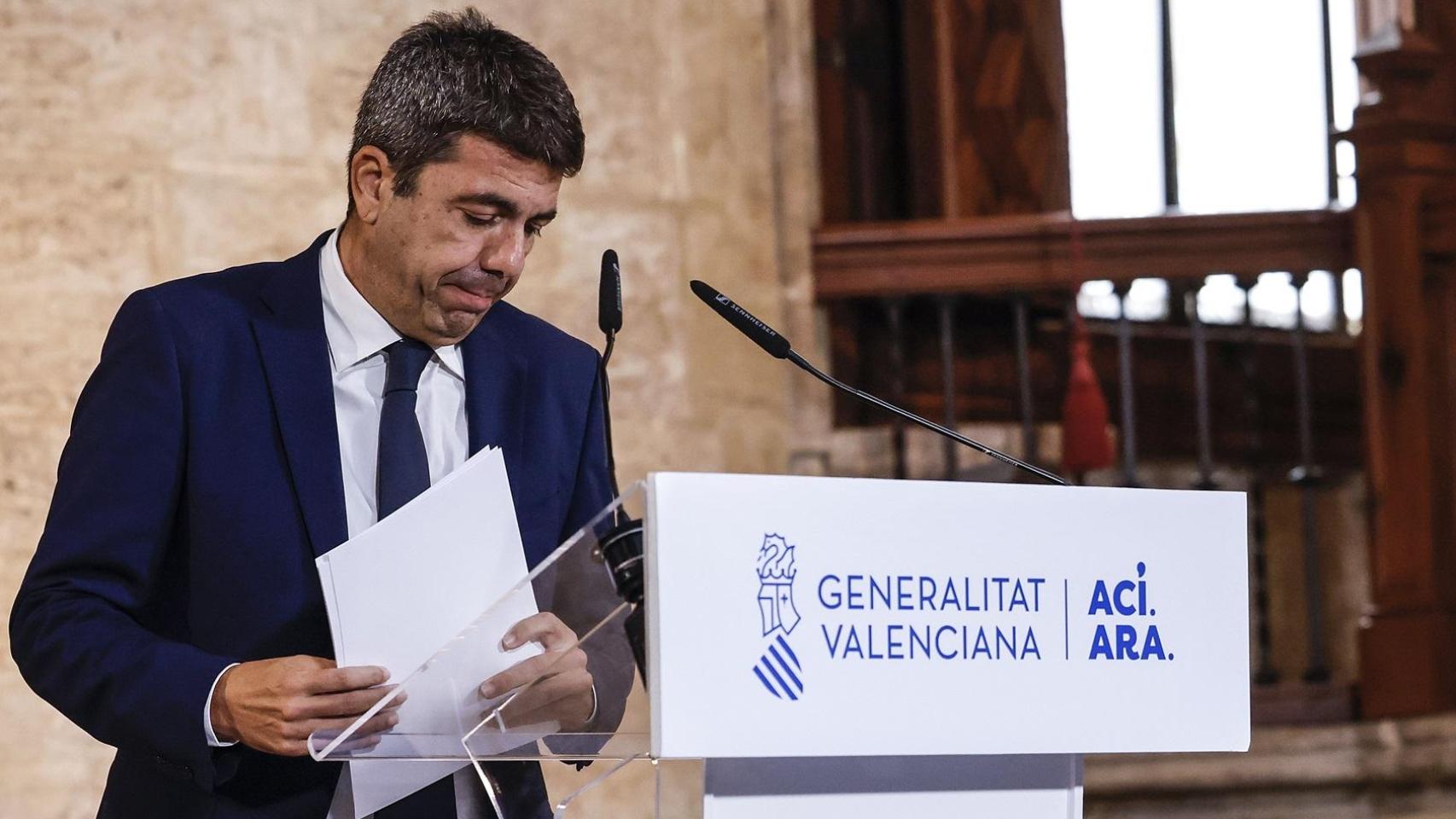 Carlos Mazón este lunes tras anunciar su dimisión como presidente de la Generalitat valenciana.