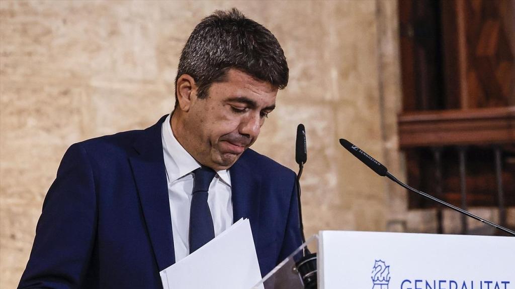 Carlos Mazón este lunes tras anunciar su dimisión como presidente de la Generalitat valenciana.
