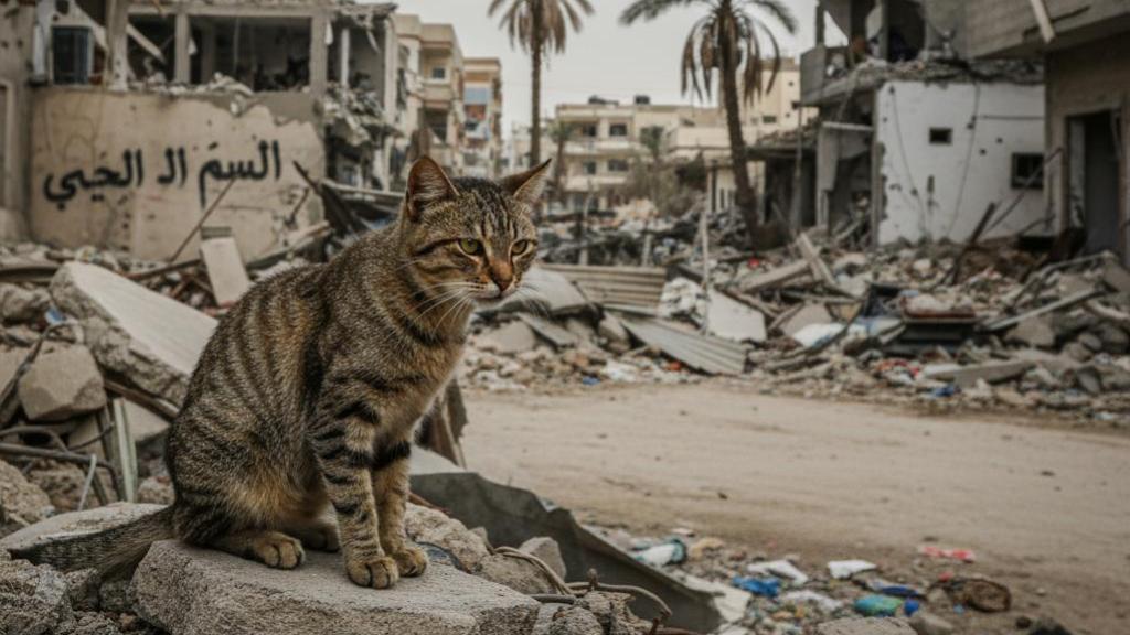Un gato en Gaza.