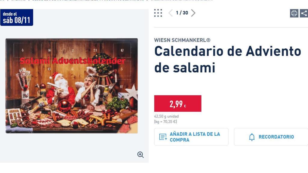 Calendario de Adviento de salami.