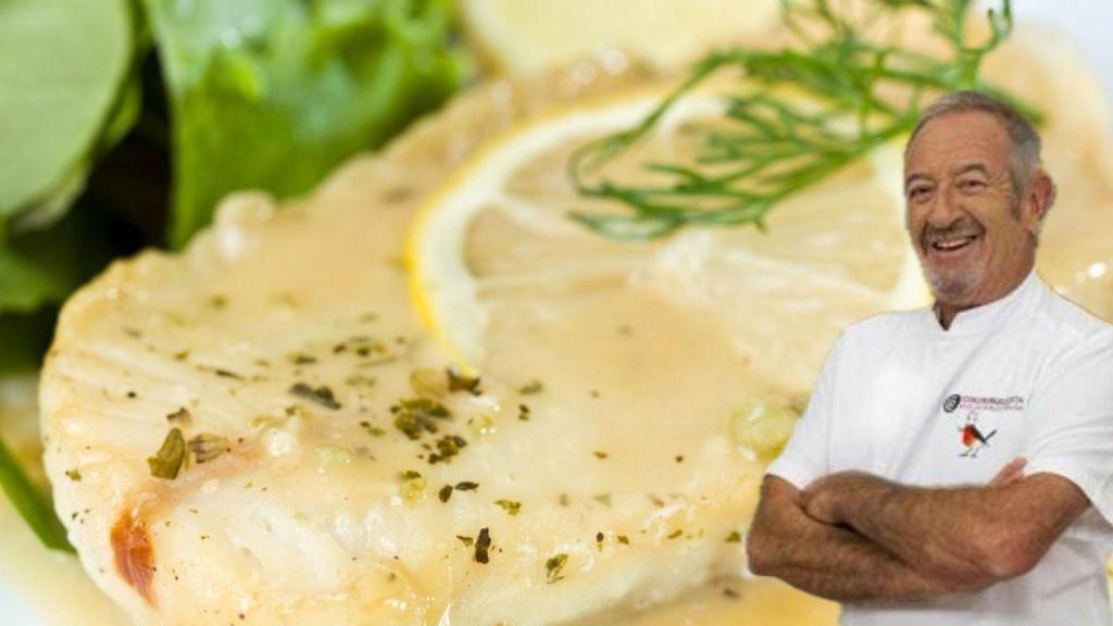 Karlos Arguiñano junto a un plato de merluza.