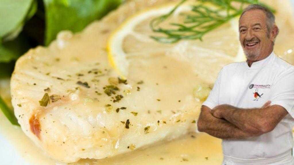 Karlos Arguiñano junto a un plato de merluza.