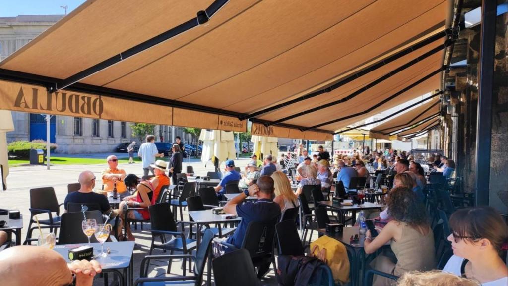 Una terraza de hostelería en el centro de A Coruña.