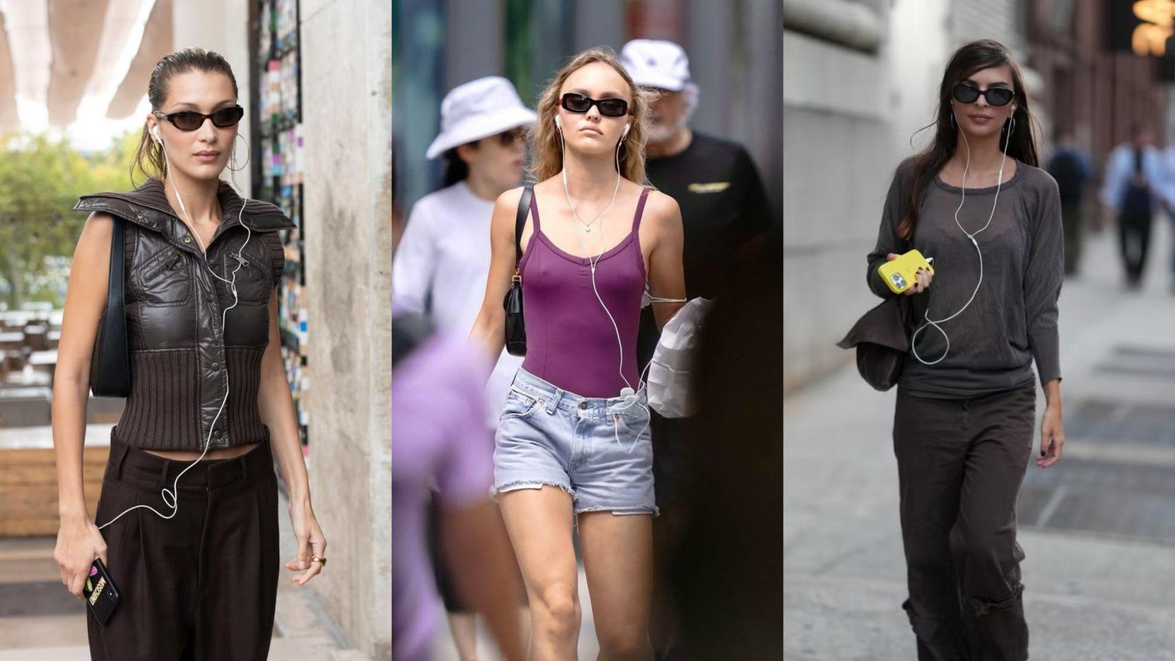 Imágenes de archivo de Bella Hadid, Lily Rose Depp y Emily Ratajkowski.