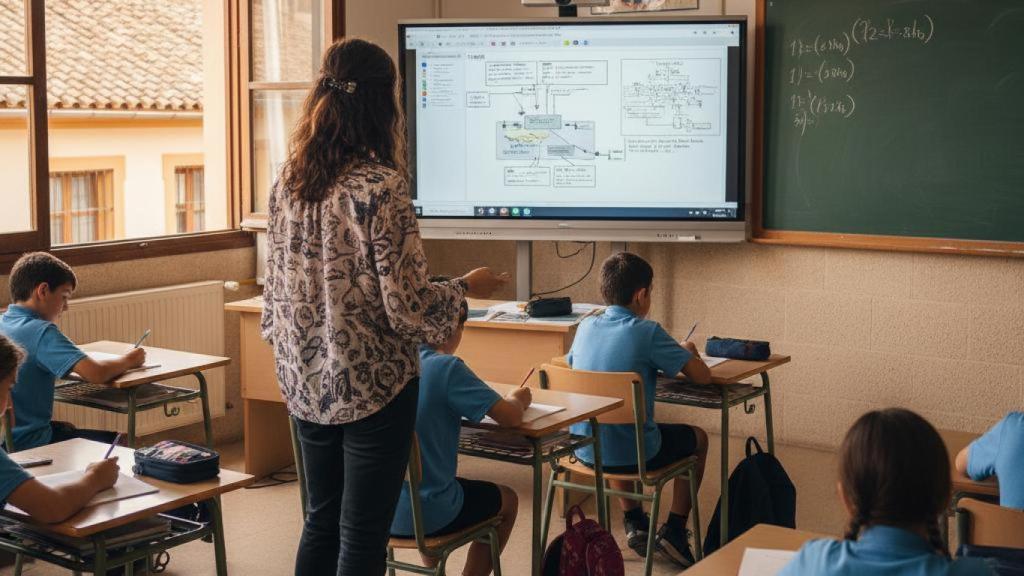 Imagen de una profesora en el aula.