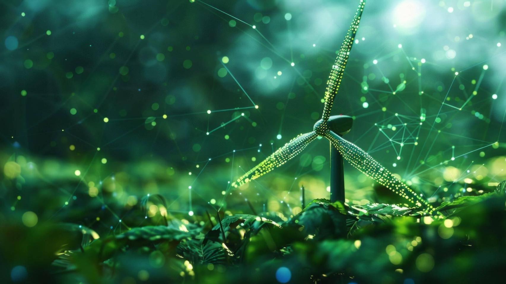 Fotomontaje de parque eólico.