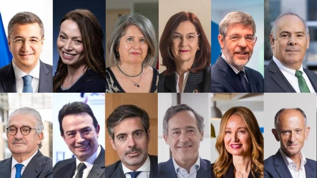 De izda. a dcha.: Apostolos Tzitzikostas, comisario de Transporte Sostenible y Turismo de la Comisión Europea, Rosemary Morris-Castico, embajadora de Australia en España, Mª Mercedes Gómez Rodríguez (Castilla-La Mancha), Cani Fernández, (CNMC), Alberto Nadal (PP), Mercedes Morán Álvarez (Extremadura), Mario Ruiz-Tagle, CEO de Iberdrola España, José D. Bogas, CEO de Endesa, Arturo Gonzalo Aizpiri, CEO de Enagás, Nacho Moreno, CEO de Cox, Javier Goñi, CEO de Exolum, Loreto Ordóñez, CEO de Engie, y Javier Sáenz de Jubera, presidente de TotalEnergies Electricidad y Gas España