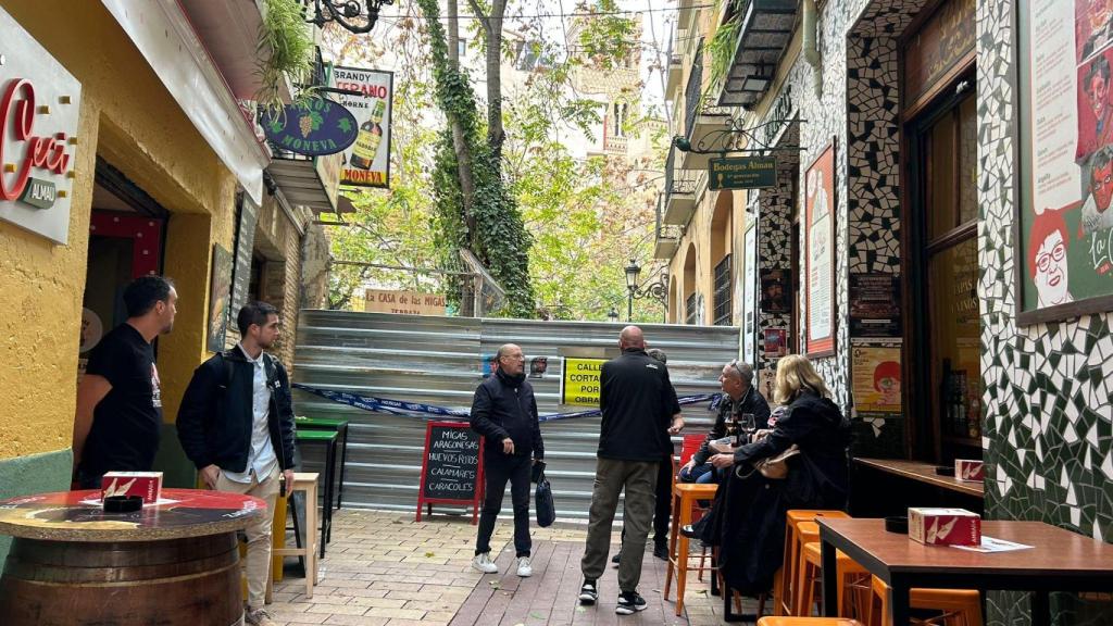 La calle de los Estébanes, en el Tubo de Zaragoza, en obras.