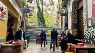 La calle de los Estébanes, en el Tubo de Zaragoza, en obras.