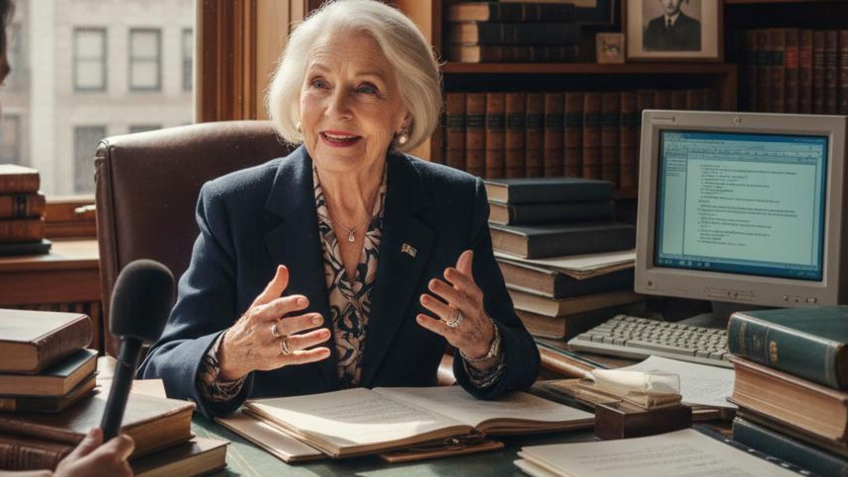 Mujer de 87 años hablando de su vida laboral.