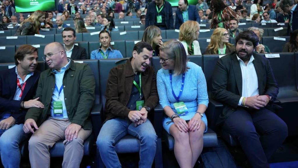 Repullo, Tellado, Moreno, Rautio y López Miras, este sábado en el XVII congreso del PP andaluz.