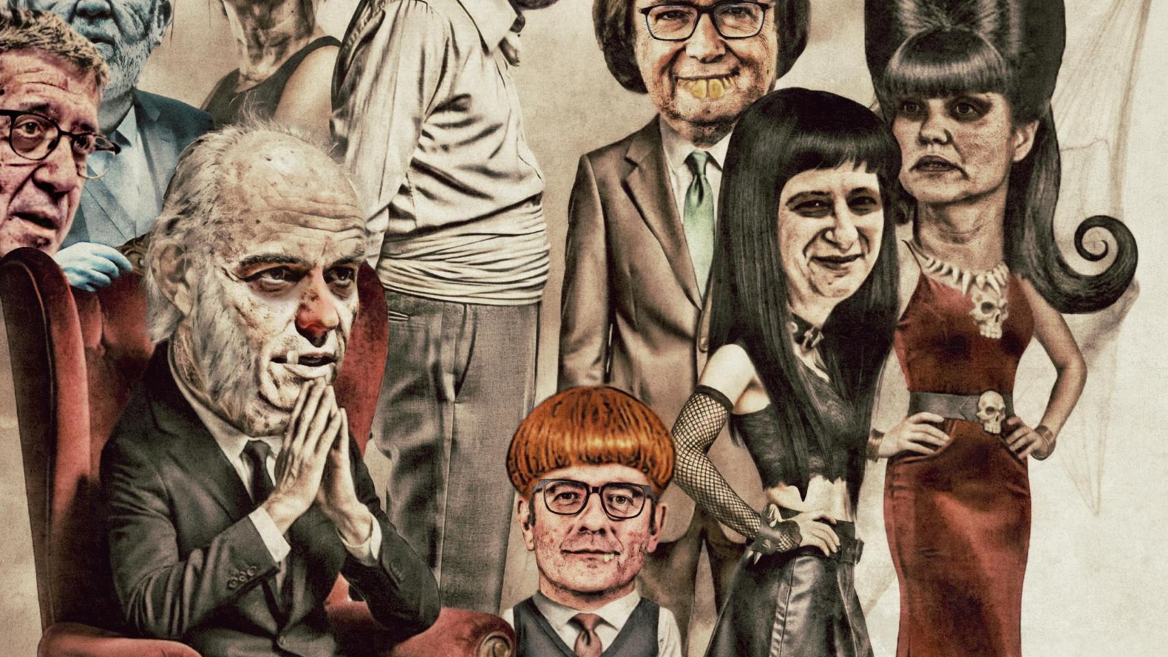 Una ilustración de Pedro Sánchez junto a varios socialistas.