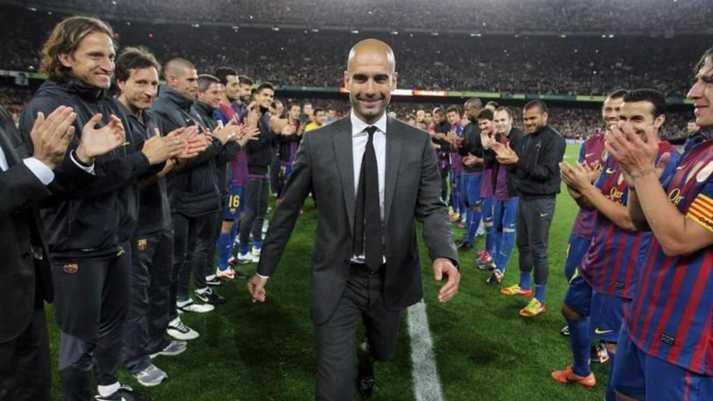 Pasillo a Guardiola en su despedida del Barça.