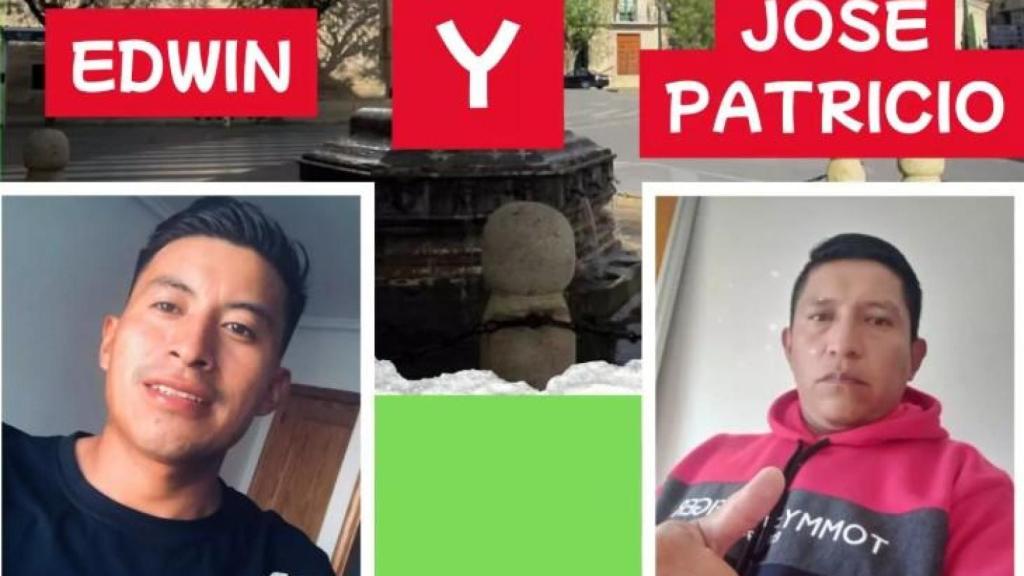 Uno de los carteles de los difuntos Edwing Guillermo y José Patricio, distribuido por sus familiares durante los últimos meses, cuando aún se pensaba que estaban desaparecidos en Mazarrón.