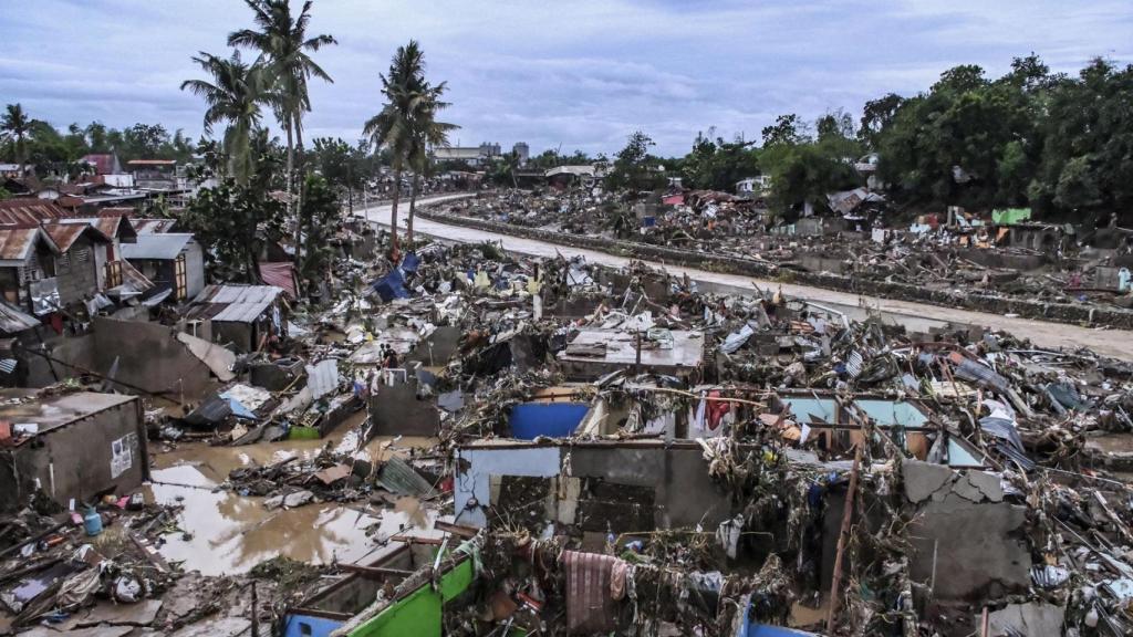 Homes damaged after Typhoon Kalmaegi in Talisay City, Cebu province, Philippines, on November 4, 2025.
