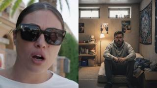 La joven entrevistada y un chico viviendo en un semisótano creado con IA.