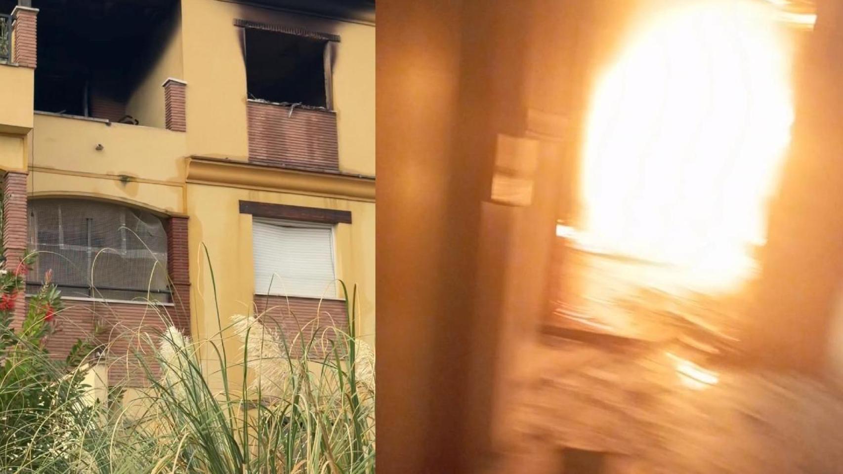 Estado de uno de los pisos de la urbanización de la calle Alcoholera de Atarfe donde se produjo la deflagración.