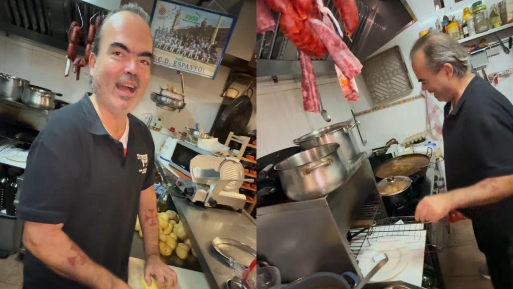 Montaje con dos imágenes de José en su bar.