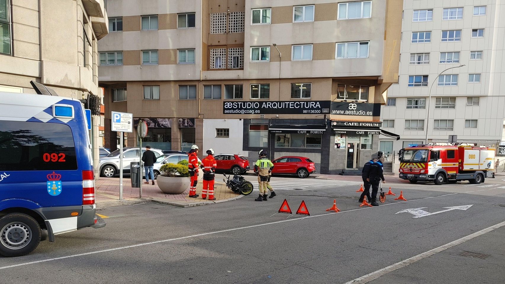 Herido un motorista en A Coruña tras una colisión con un vehículo