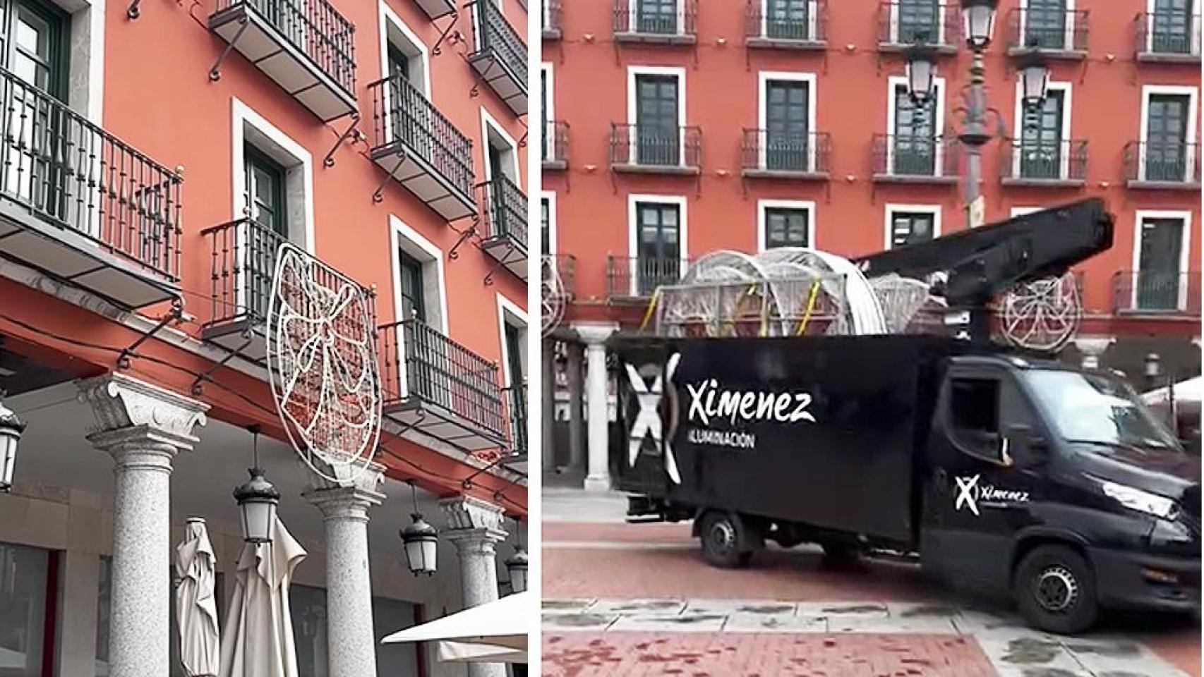Colocación de los arcos navideños por parte de Ximénez en Valladolid