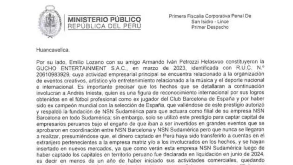 Part of the report of the Ministry of Public Affairs of Peru
