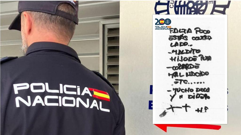 Nota amenazante del detenido por la policía Nacional de Burgos