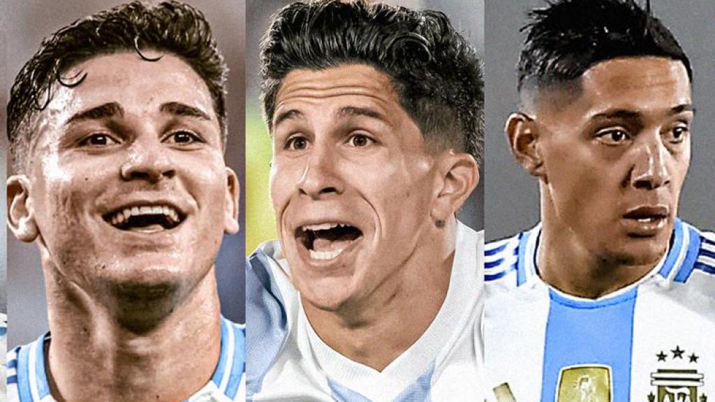 Julián Álvarez, Giuliano Simeone y Nahuel Molina.