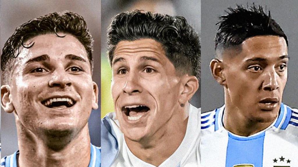 Julián Álvarez, Giuliano Simeone y Nahuel Molina.