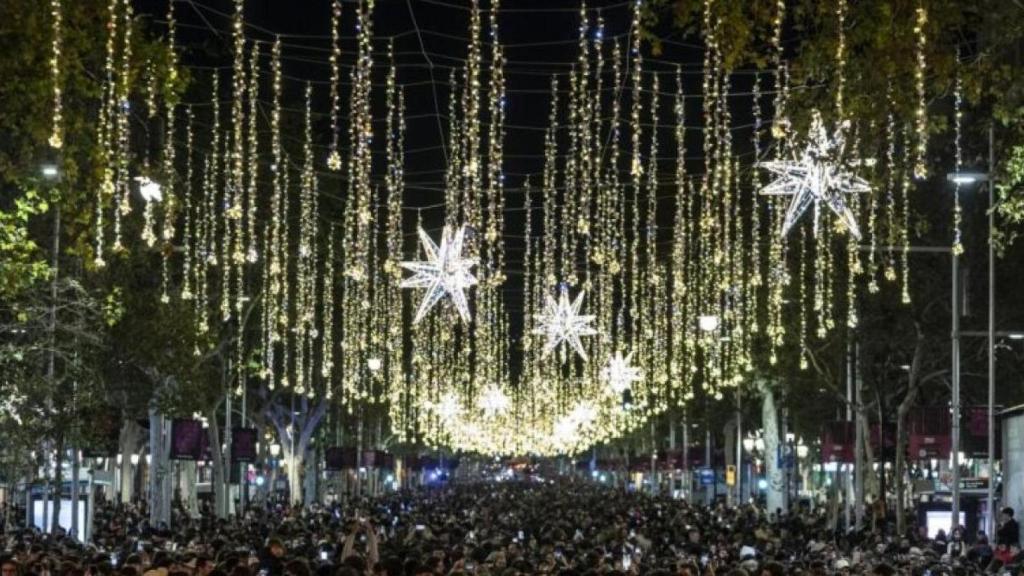 Las luces del paseo de Gracia, en Barcelona.