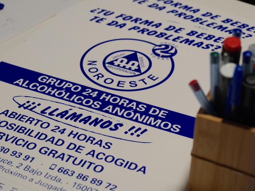 Folleto de Alcohólicos Anónimos en A Coruña.